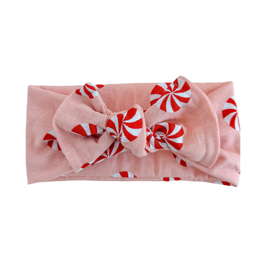 Peppermint Swirl | Light Pink Cotton Baby Headband