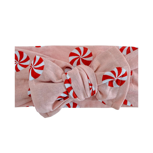 Peppermint Swirl | Light Pink Cotton Baby Headband