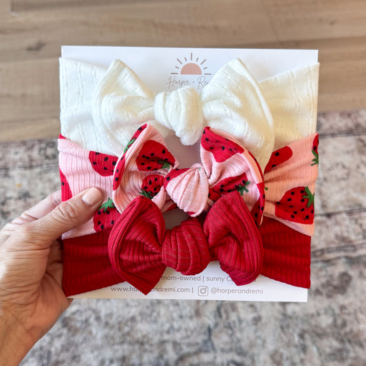 Berry Sweet 🍓 | Fruit Print Baby Bow Bundle