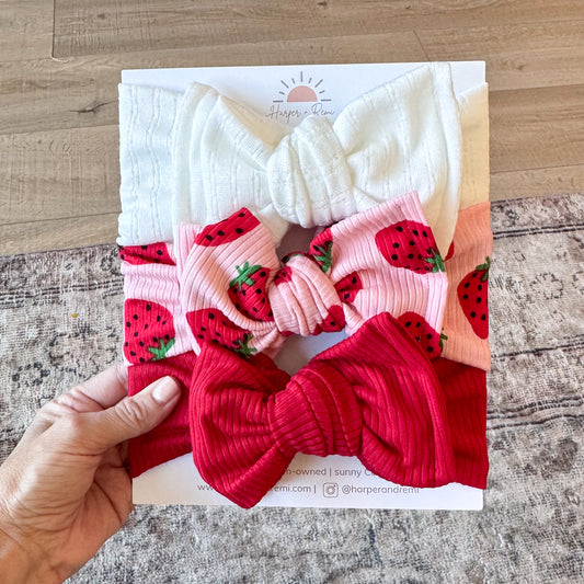 Berry Sweet 🍓 | Fruit Print Baby Bow Bundle