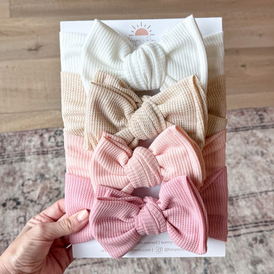 Everyday Essentials Basics (Neutral + Pink) | Waffle Baby Bow Bundle