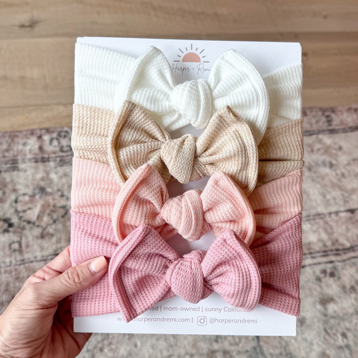 Everyday Essentials Basics (Neutral + Pink) | Waffle Baby Bow Bundle