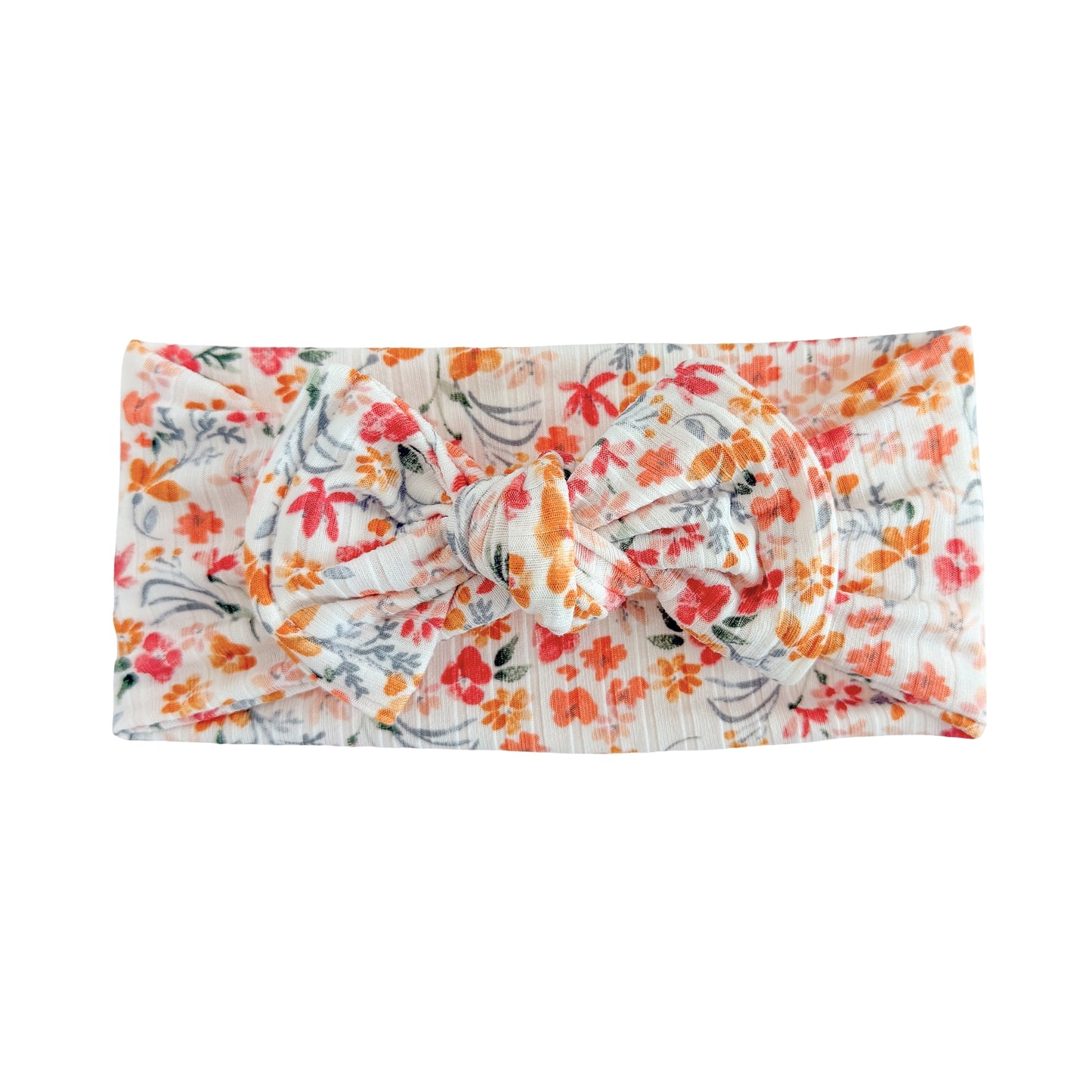 Pink Watercolor Floral Ribbed Baby Headband