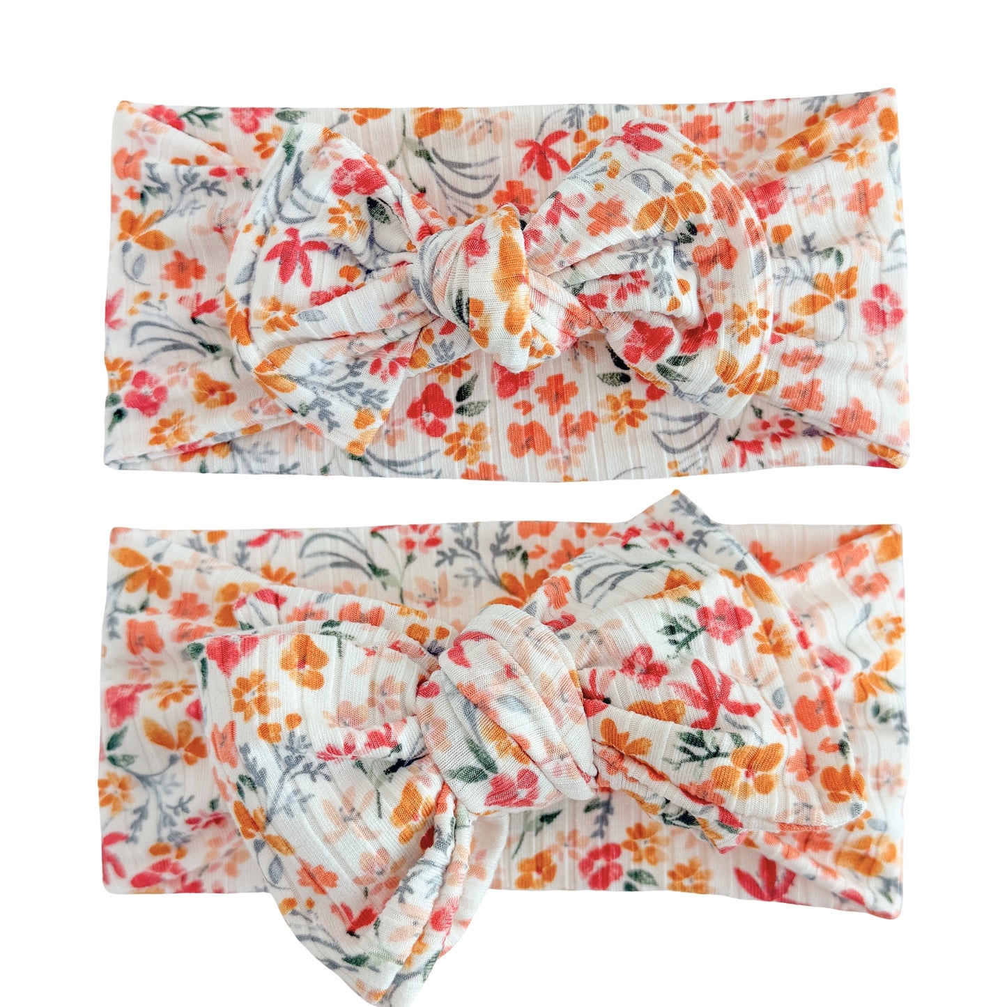 Pink Watercolor Floral Ribbed Baby Headband