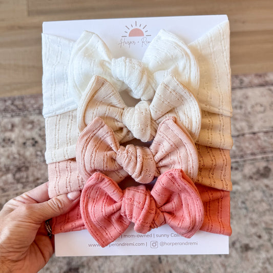Pointelle Basics Bow Bundle | Blush + Coral Solids