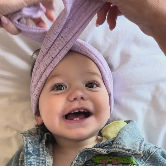 Sweet Lilac Pointelle Baby Headband