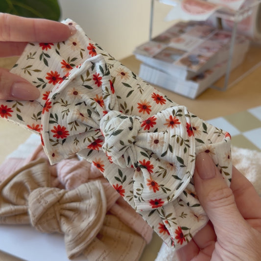 September Blooms Ribbed Baby Headband