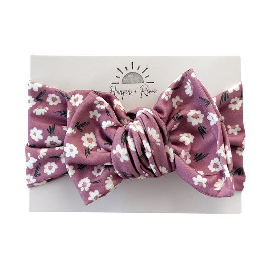 Purple Floral | Jersey Oversized Bow