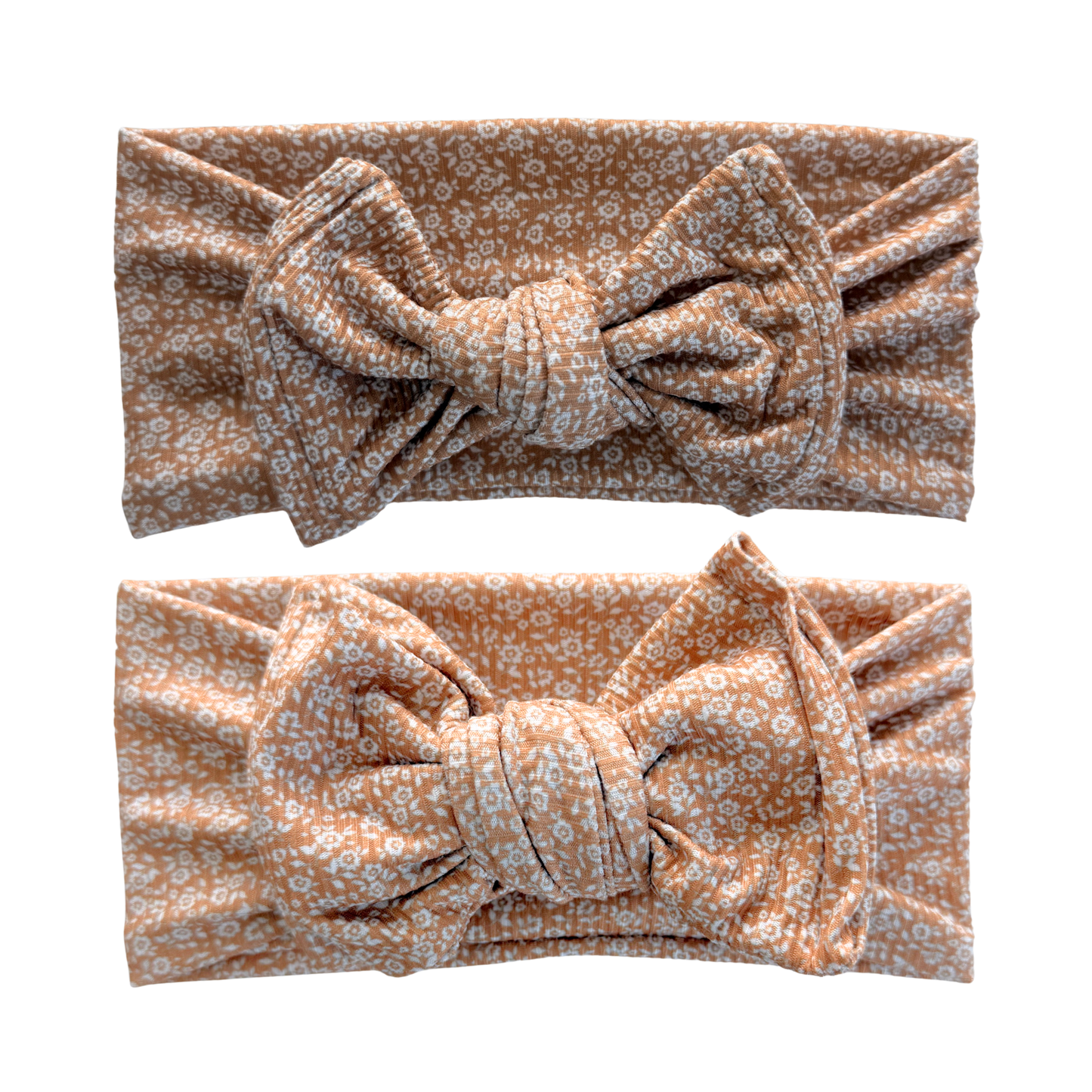 Vintage Floral Ribbed Baby Headband (Golden Brown)