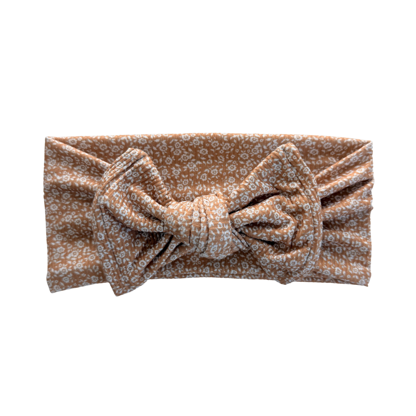 Vintage Floral Ribbed Baby Headband (Golden Brown)