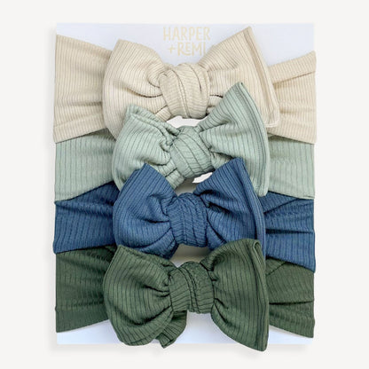 Seaside Essentials (Blue + Green) | Ribbed Baby Bow Bundle
