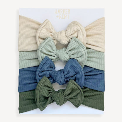 Seaside Essentials (Blue + Green) | Ribbed Baby Bow Bundle