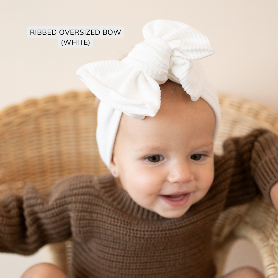 White Ribbed Baby Headband
