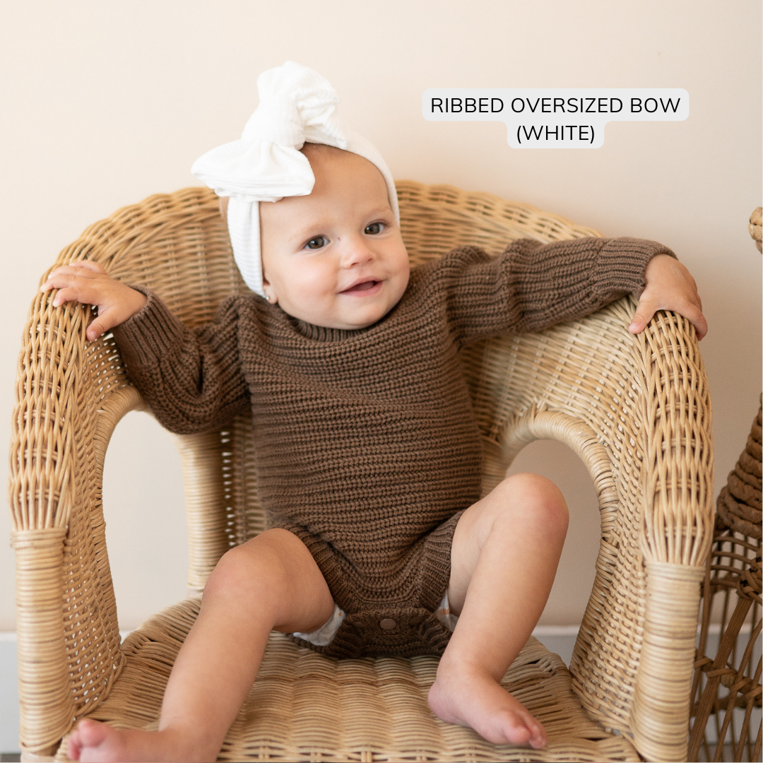 White Ribbed Baby Headband