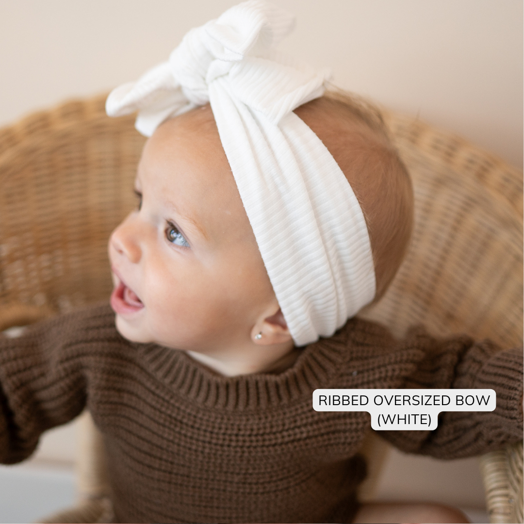 White Ribbed Baby Headband