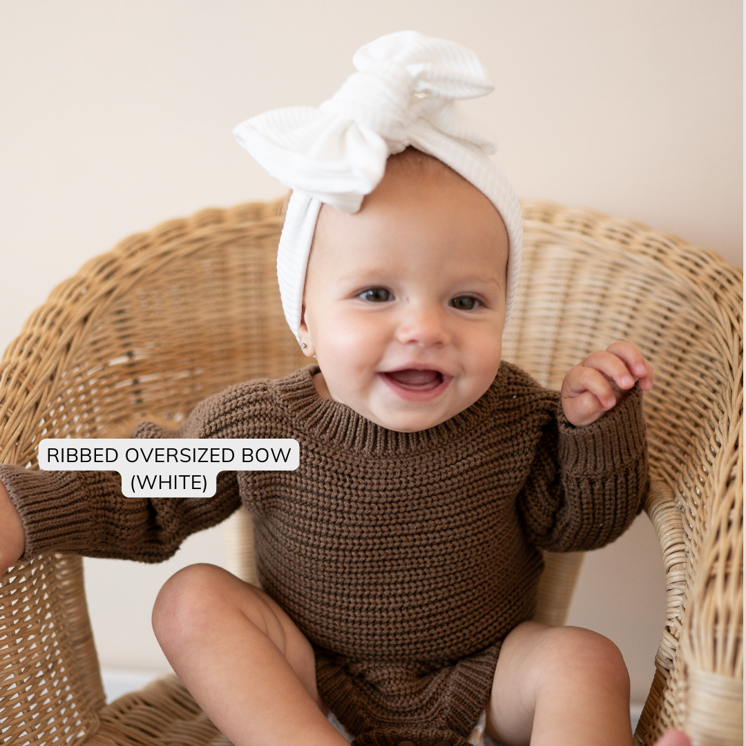 White Ribbed Baby Headband