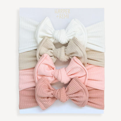Everyday Essentials (Neutral + Pink) | Ribbed Baby Bow Bundle