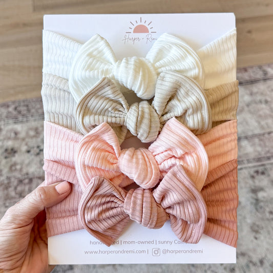Ribbed Basics Bow Bundle | Pink Solids