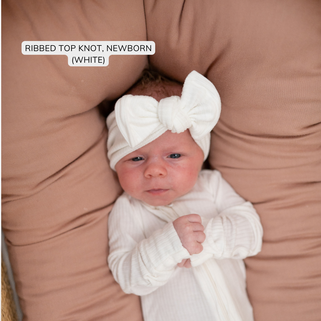 White Ribbed Baby Headband