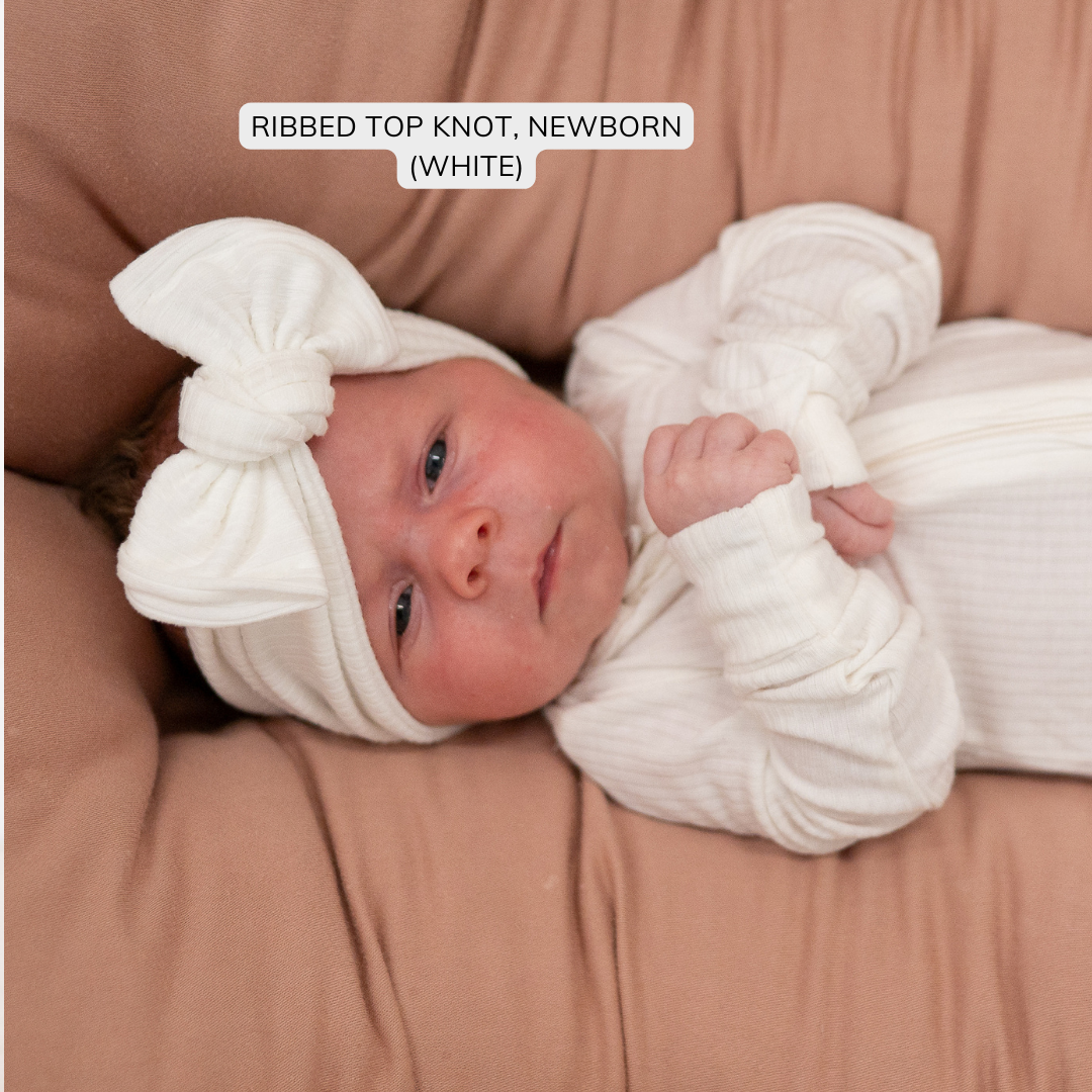 White Ribbed Baby Headband