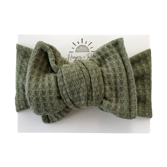 Sage Green | Honeycomb Waffle Oversized Bow