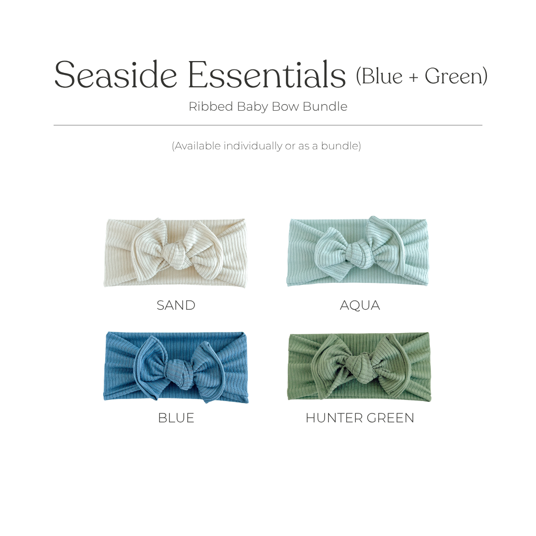 Seaside Essentials (Blue + Green) | Ribbed Baby Bow Bundle