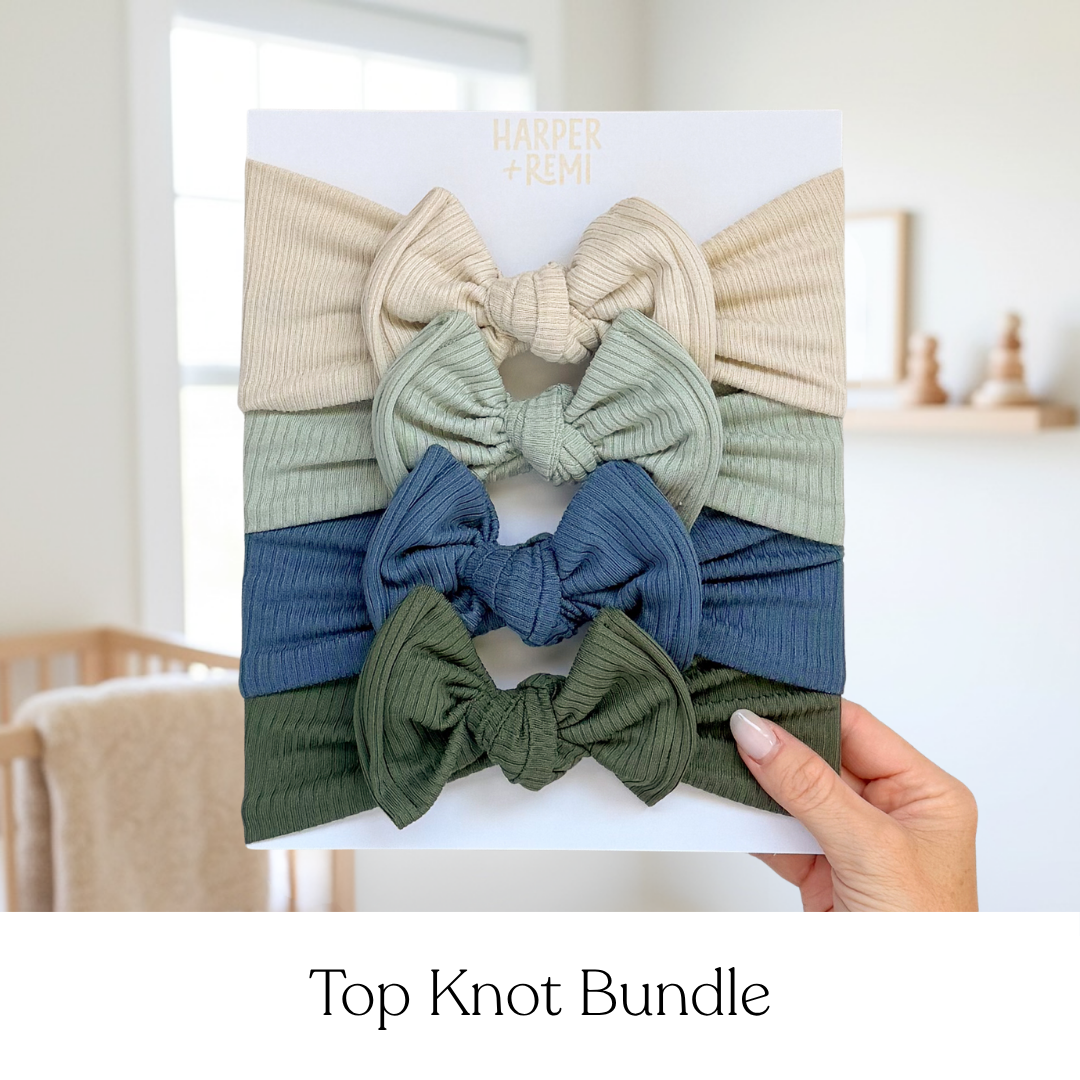 Seaside Essentials (Blue + Green) | Ribbed Baby Bow Bundle