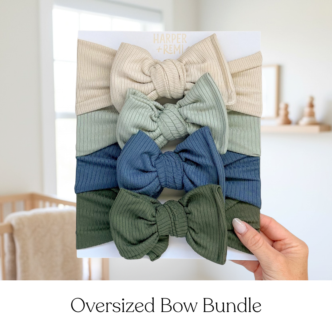 Seaside Essentials (Blue + Green) | Ribbed Baby Bow Bundle