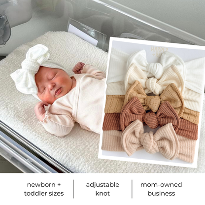 Signature Textures Sampler (Warm Neutrals) | Mixed Fabric Baby Bow Bundle