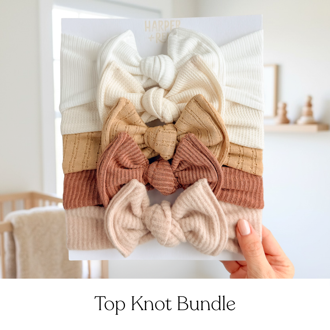 Signature Textures Sampler (Warm Neutrals) | Mixed Fabric Baby Bow Bundle