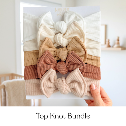 Signature Textures Sampler (Warm Neutrals) | Mixed Fabric Baby Bow Bundle