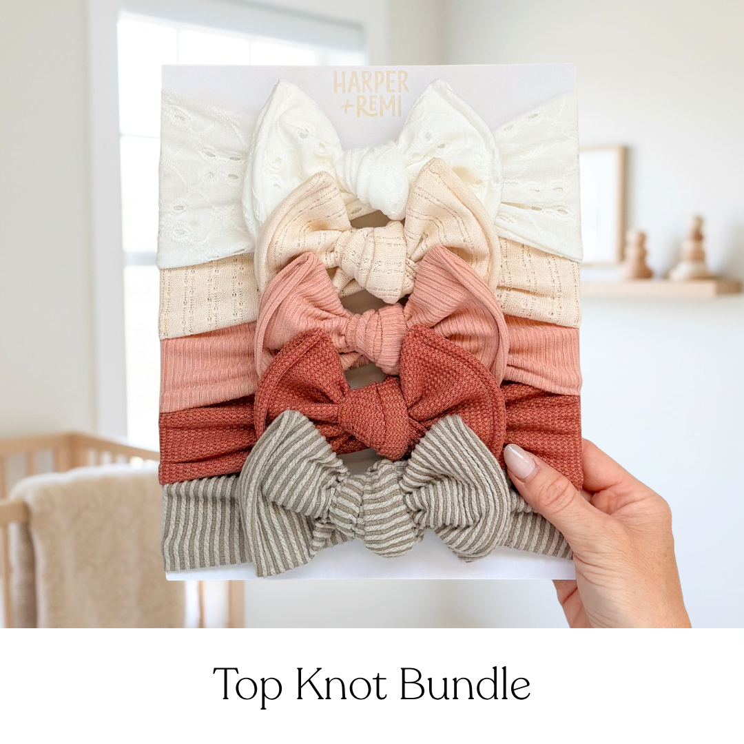 Signature Textures Sampler (Warm Pink) | Mixed Fabric Baby Bow Bundle