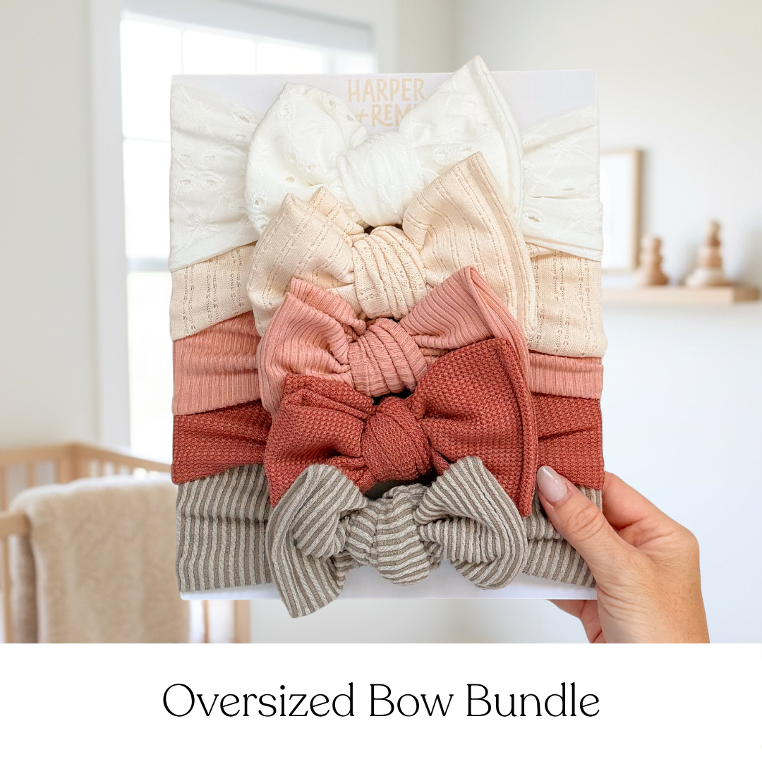 Signature Textures Sampler (Warm Pink) | Mixed Fabric Baby Bow Bundle