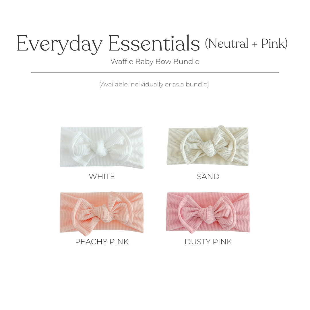 Everyday Essentials (Neutral + Pink) | Waffle Baby Bow Bundle