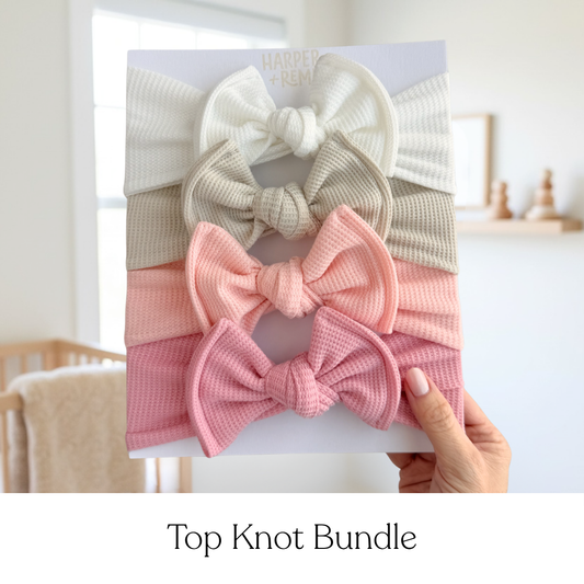 Everyday Essentials (Neutral + Pink) | Waffle Baby Bow Bundle