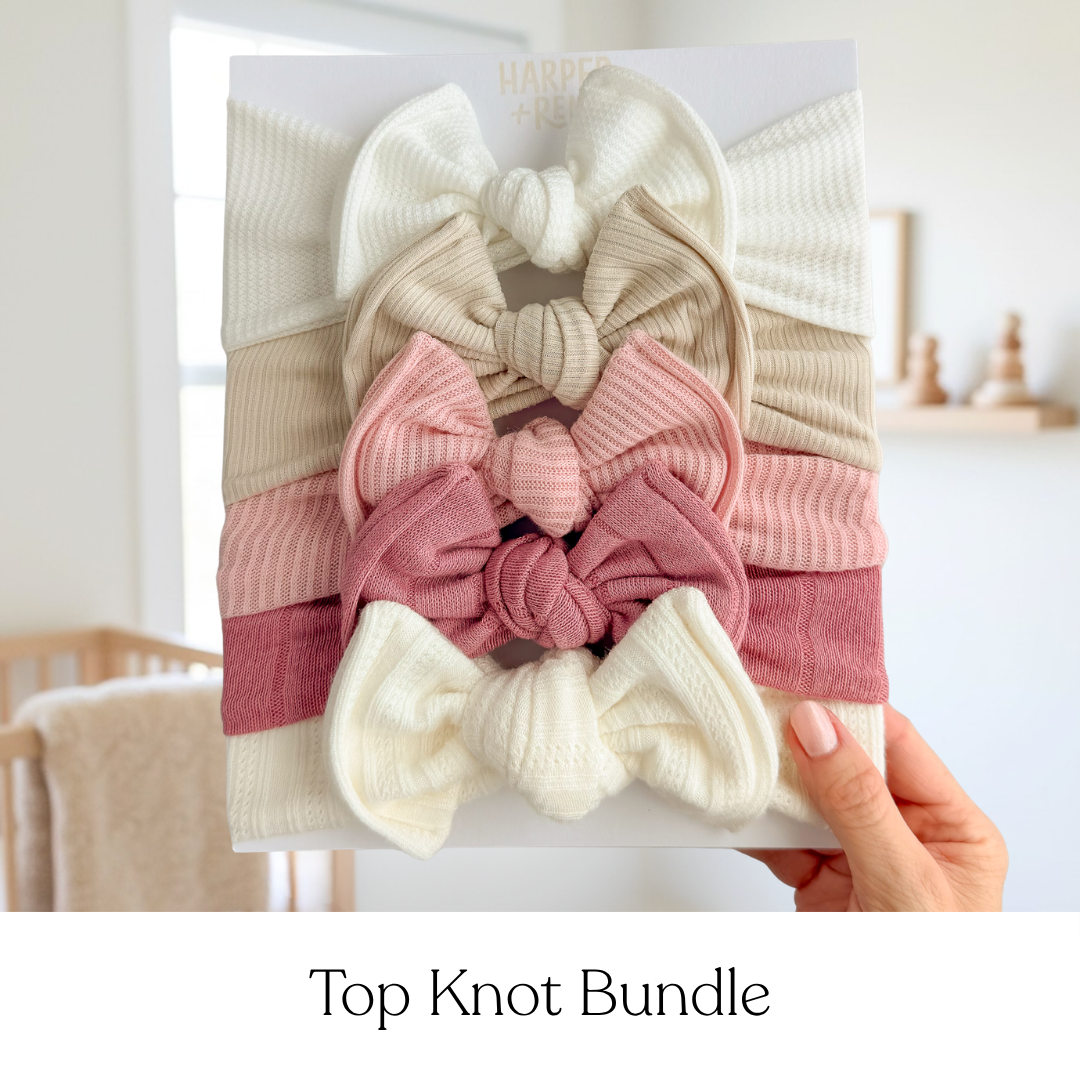 Signature Textures Sampler (Soft Blush) | Mixed Fabric Baby Bow Bundle
