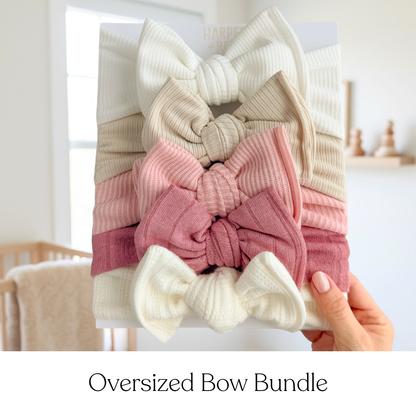 Signature Textures Sampler (Soft Blush) | Mixed Fabric Baby Bow Bundle