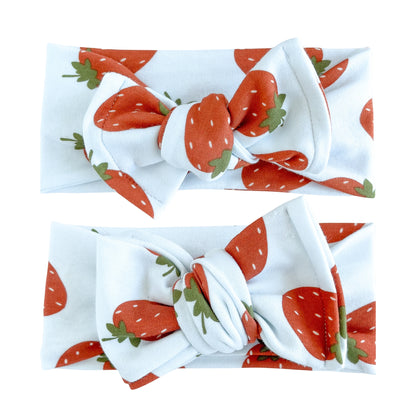 Strawberry Print Cotton Jersey Baby Headband