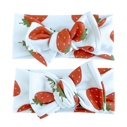 Strawberry Print Cotton Jersey Baby Headband