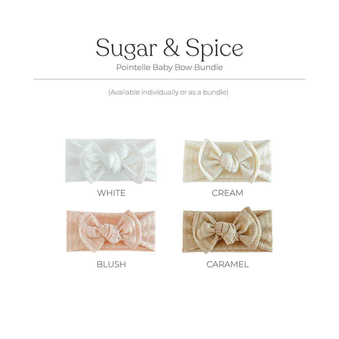 Sugar & Spice Essentials (Neutral + Blush) | Pointelle Baby Bow Bundle