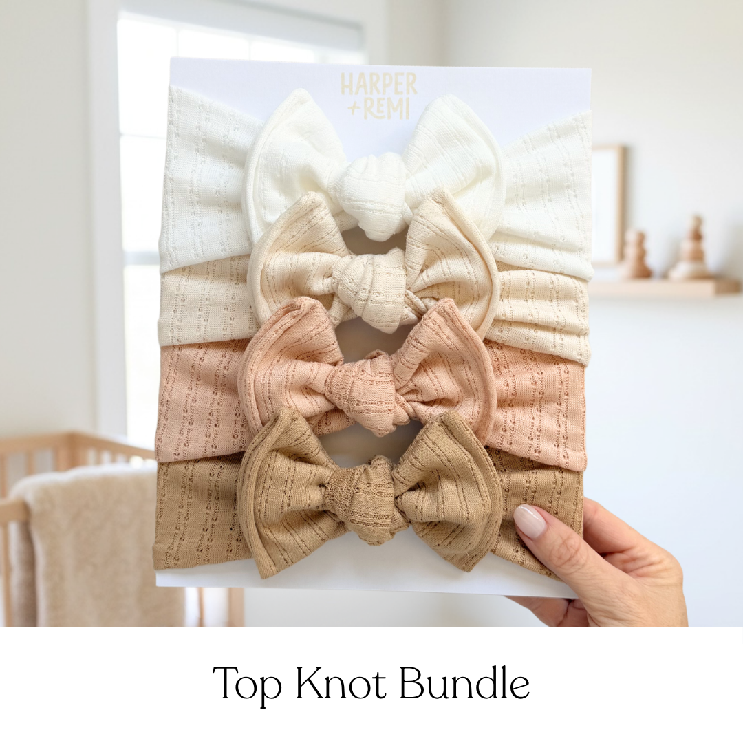 Sugar & Spice Essentials (Neutral + Blush) | Pointelle Baby Bow Bundle