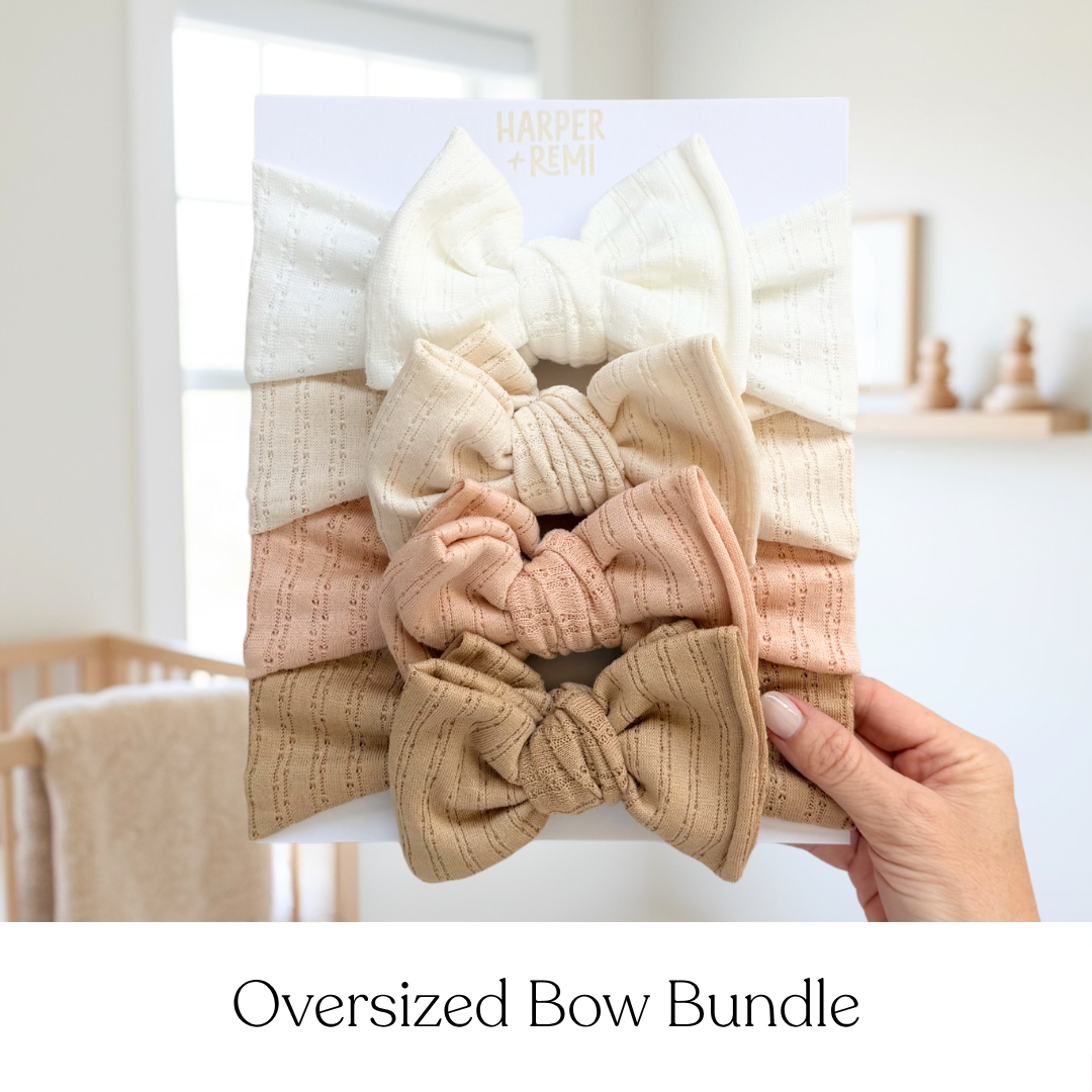 Sugar & Spice Essentials (Neutral + Blush) | Pointelle Baby Bow Bundle