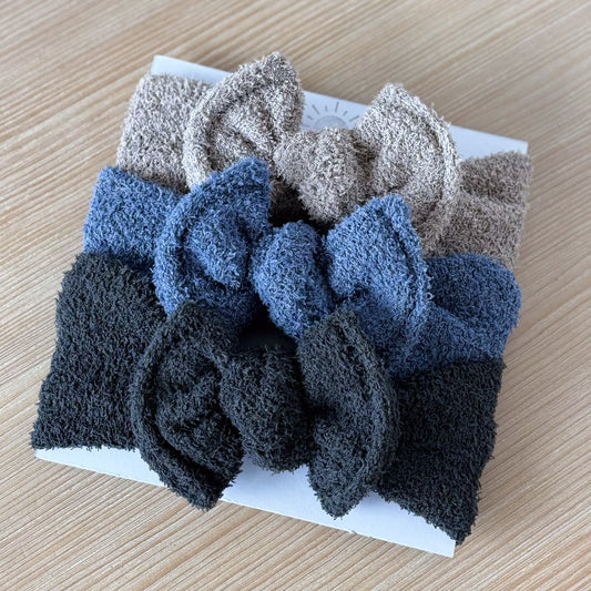 Winter Top Knot Bundle | Boucle Teddy Bear (blues)