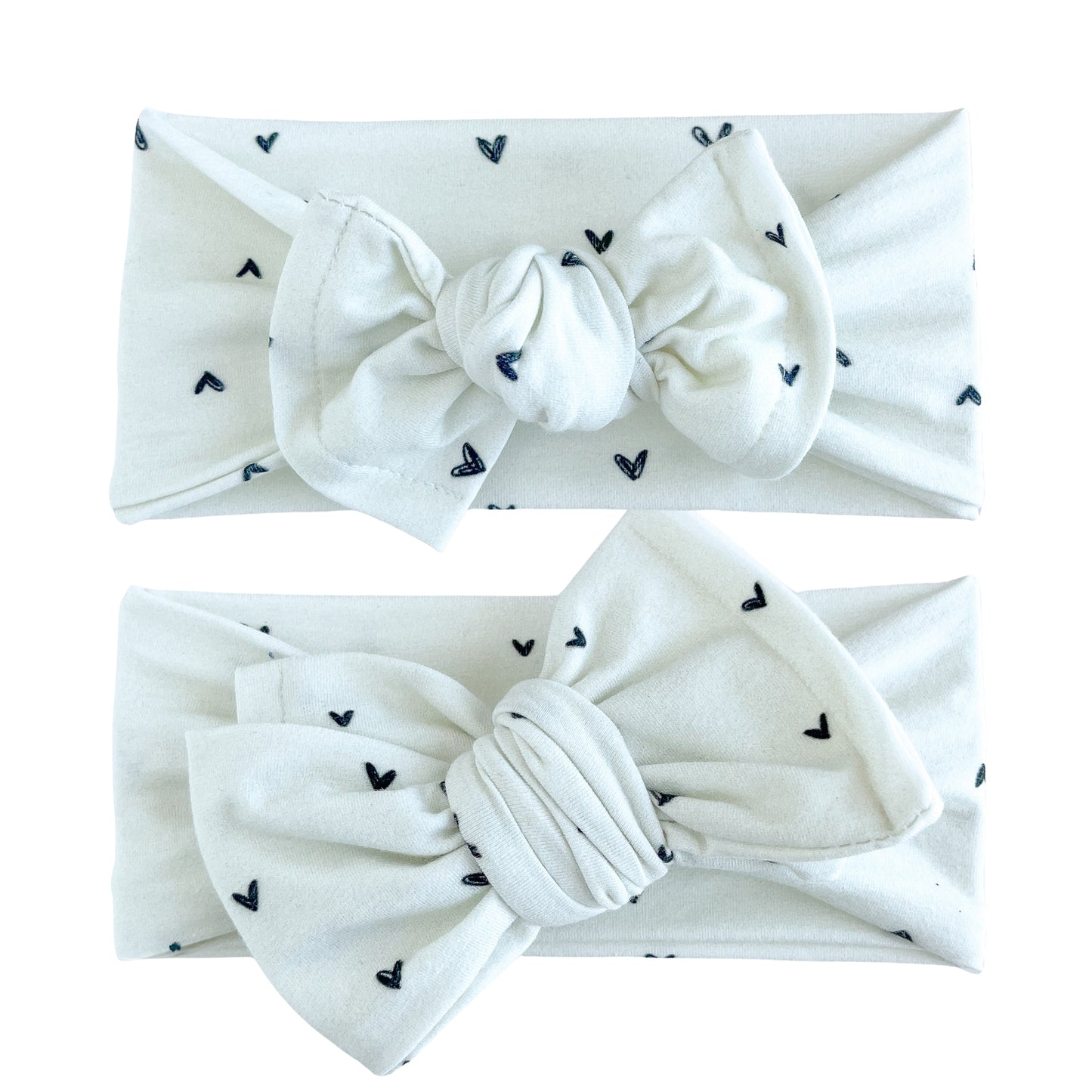 Tiny Black Heart Print Cotton Jersey Baby Headband