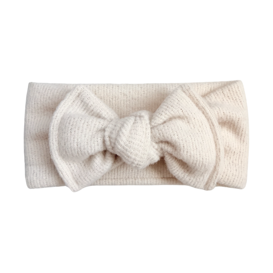Vanilla Fuzzy Ribbed Top Knot