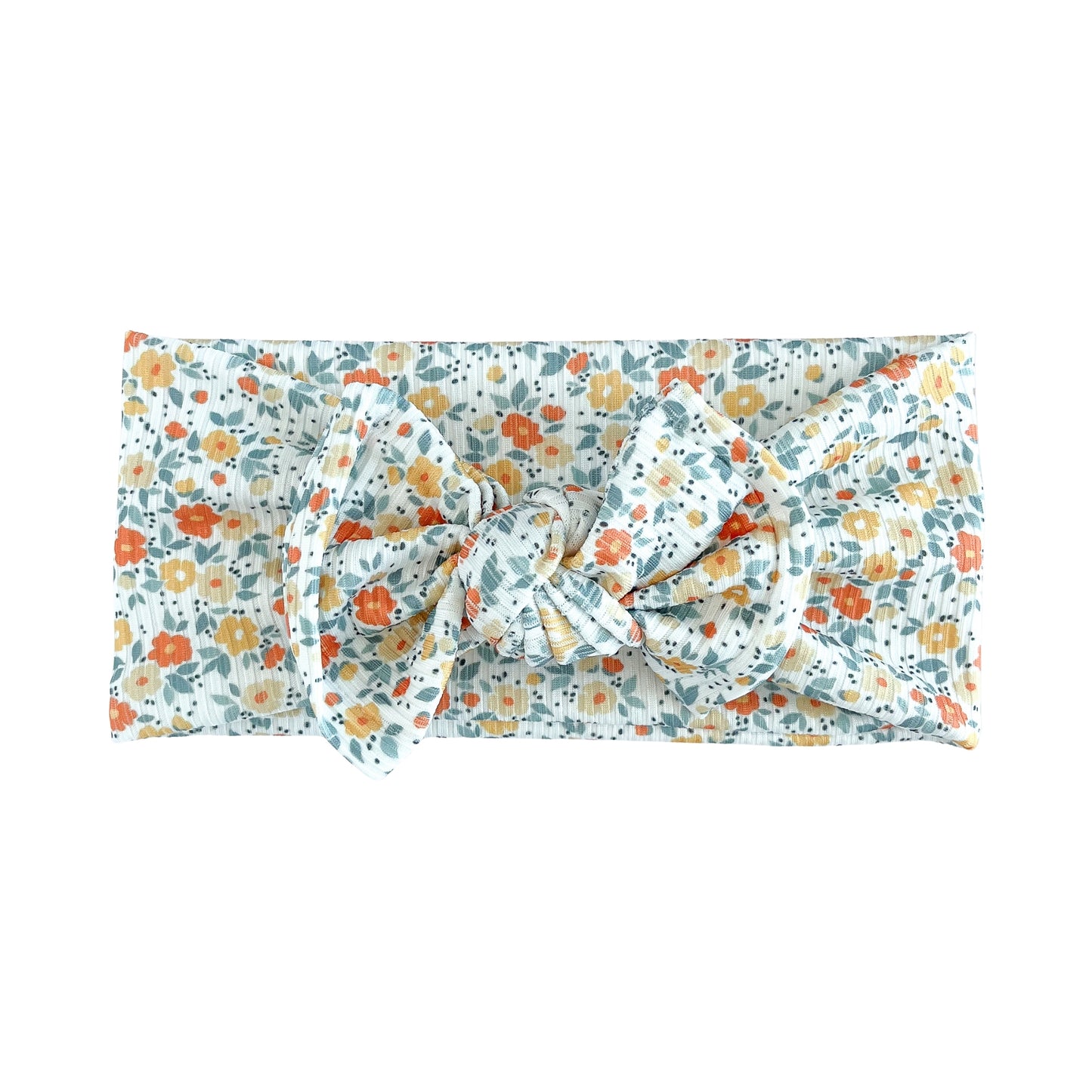 Vintage Floral Ribbed Baby Headband (Blue)