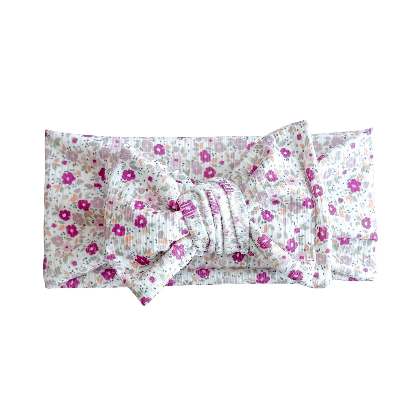Vintage Floral Ribbed Baby Headband (Purple)