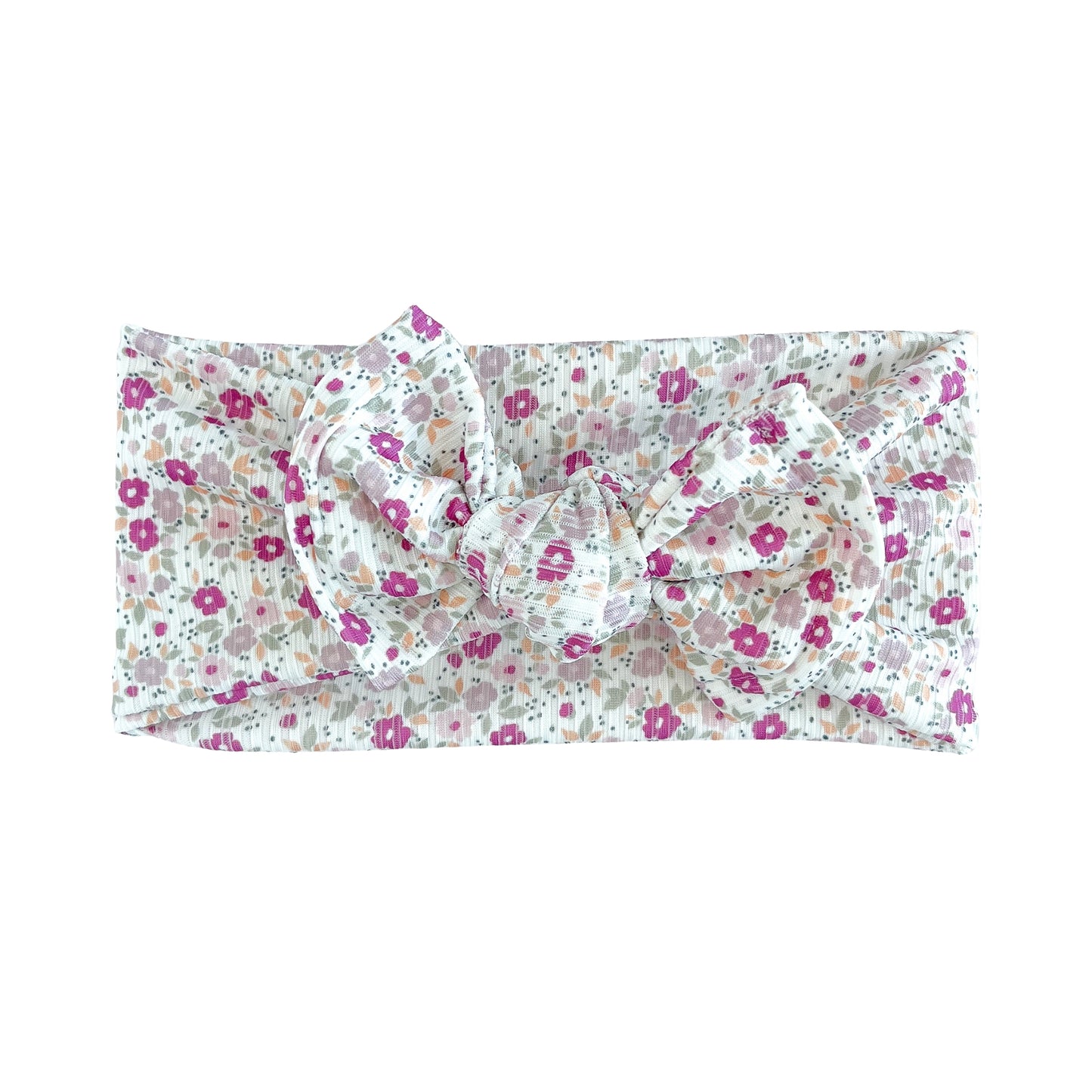Vintage Floral Ribbed Baby Headband (Purple)