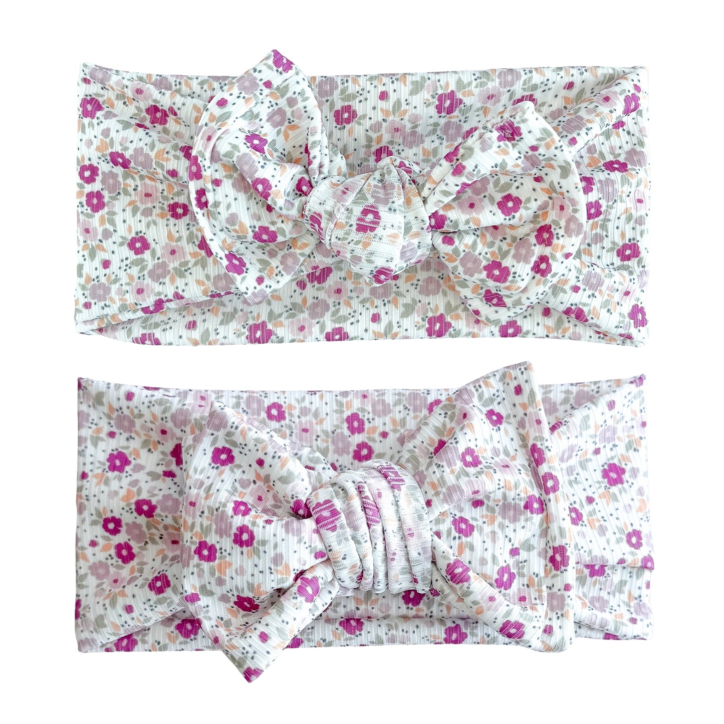 Vintage Floral Ribbed Baby Headband (Purple)