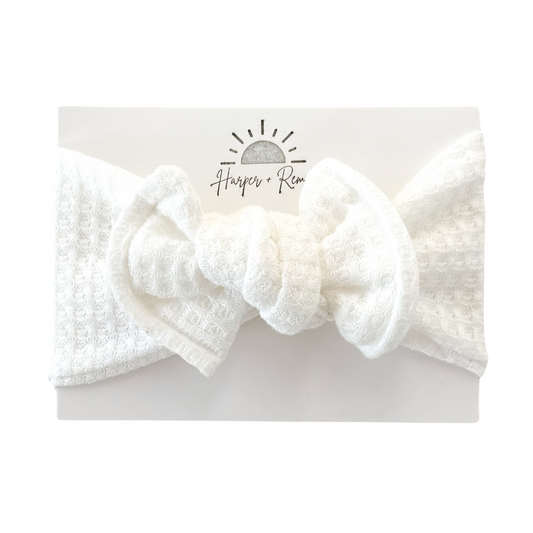 White | Honeycomb Waffle Top Knot